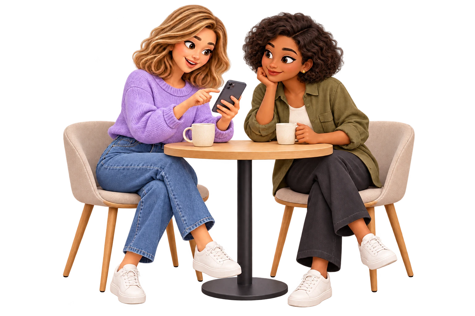 Sophie showing Jule VIA X over coffee